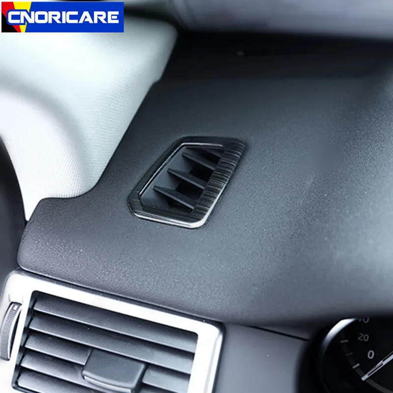 Bil Dashboard Air Condition Outlet Frame Decoration Cover Trim Rostfritt stål Svart 2st för Land Rover Discovery Sport 2015-18