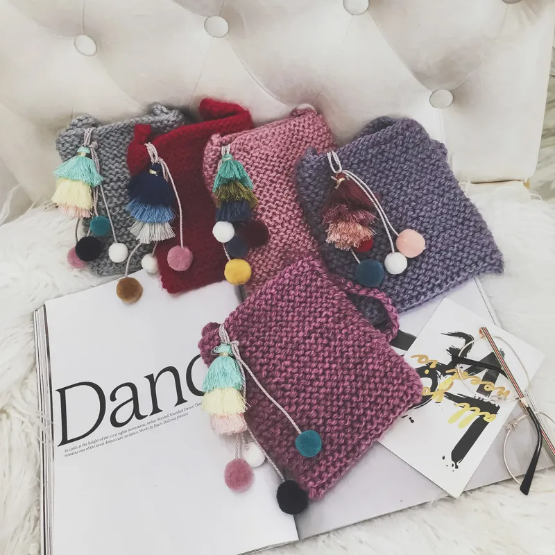 Mädchen Geldbörsen Handtaschen 2018 Koreanische Mode Kinder Mädchen Umhängetaschen Bär Quaste Woolen Garn Süßigkeiten Taschen Kinder Mini Tasche Geschenk Brieftasche