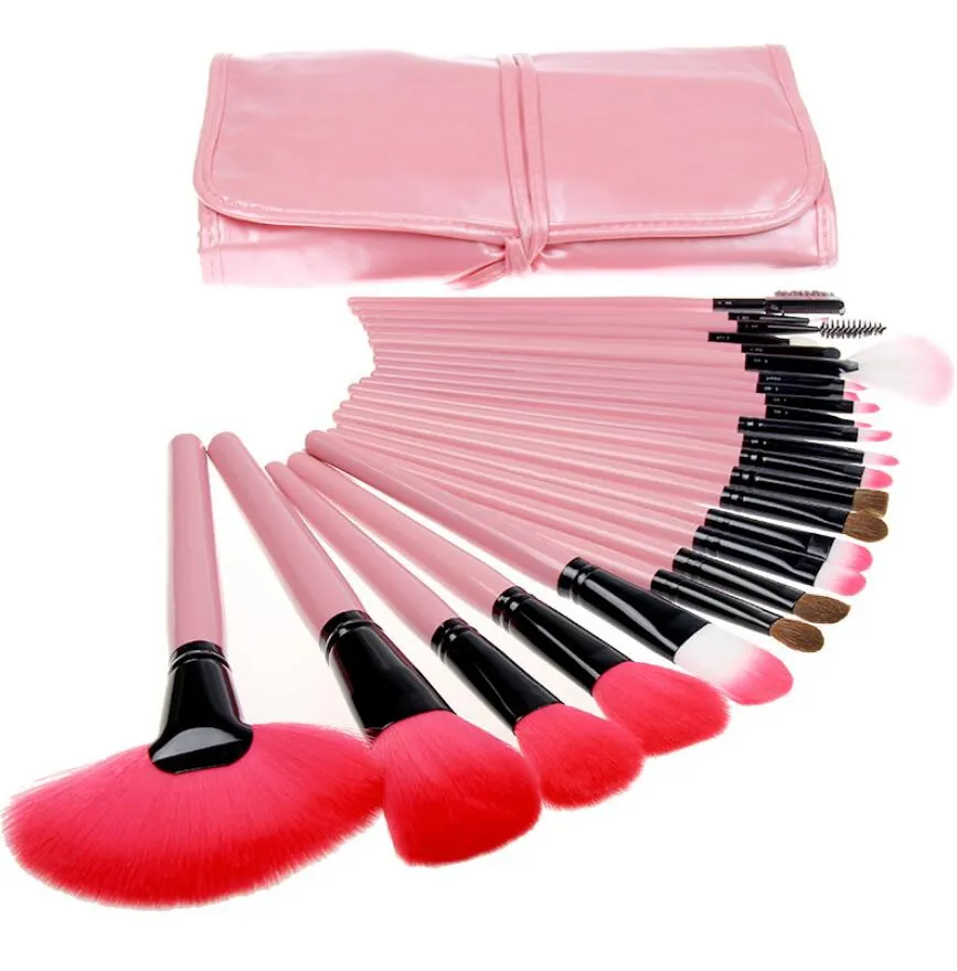 Kit de pinceaux de maquillage professionnel 24 pièces avec sac en PU pinceau de contour de fond de teint avec brosse à sourcils