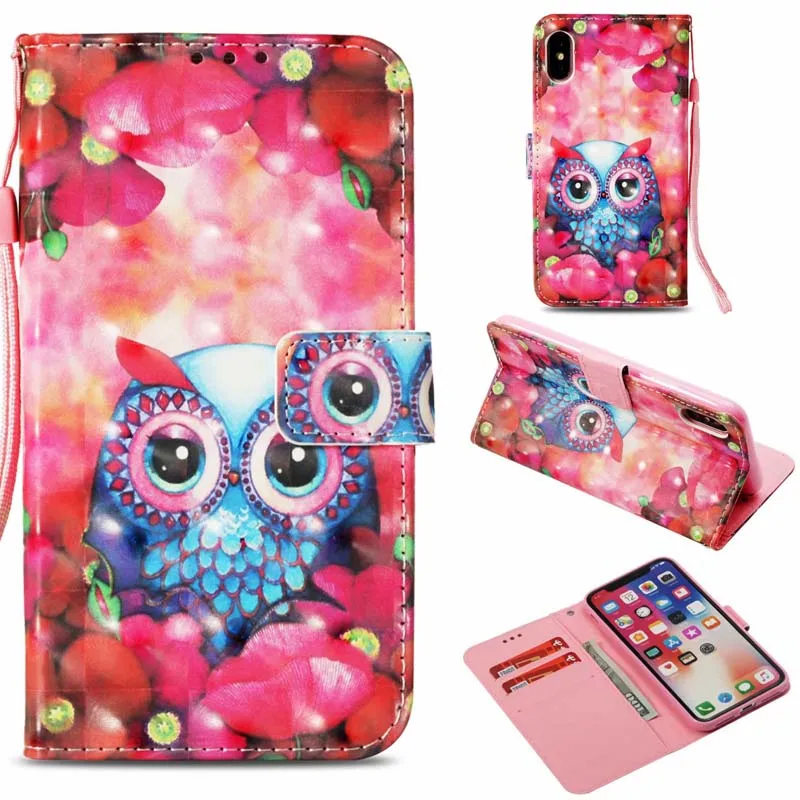 Etui en cuir 3D Dreamcatcher Butterfly Girl Wallet Flip Stand pour iPhone XS Max XR 8 7 Plus Samsung S10E Plus A8 2018