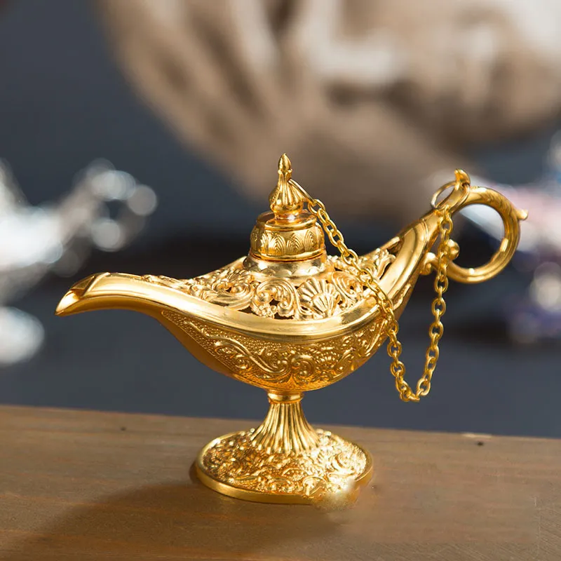 Fairy Tale Aladdin Magic Lamp Vintage Censer Creative Metal Aroma Burner Incense Burners Christmas Gift Wedding Gifts