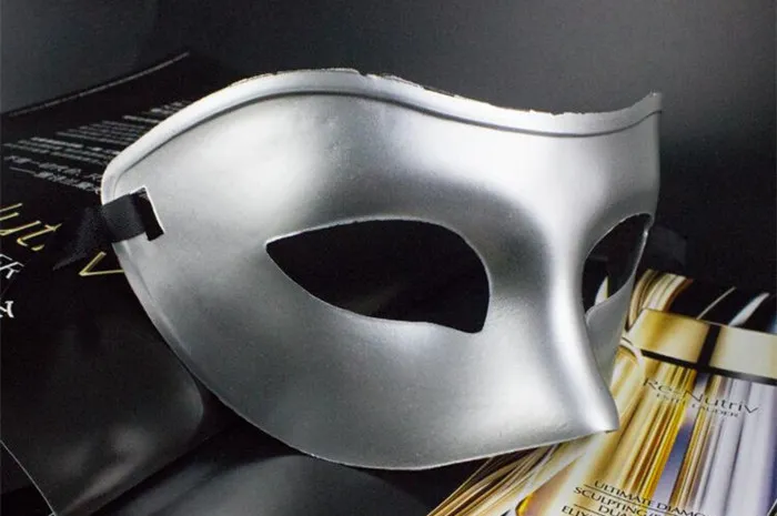 メンズマスカレードマスクファンシードレスベネチアンマスクマスクマスクプラスチックハーフフェイスマスクオプションマルチカラー（黒、白、金、銀）