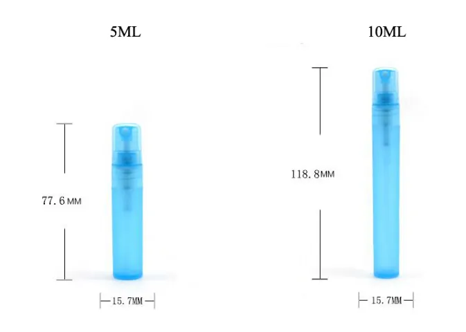 새로운 믹스 순서 5ml 다색 반투명 플라스틱 아토마마이저 병 여행 향수 스프레이 스프레이 리필 가능한 병