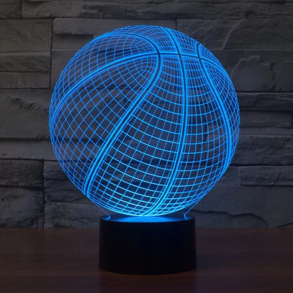 Basket-ball 3D Illusion veilleuse 7 couleurs Chang lampe de Table beau cadeau décor à la maison acrylique luminaires 3D LED Lumin # R87