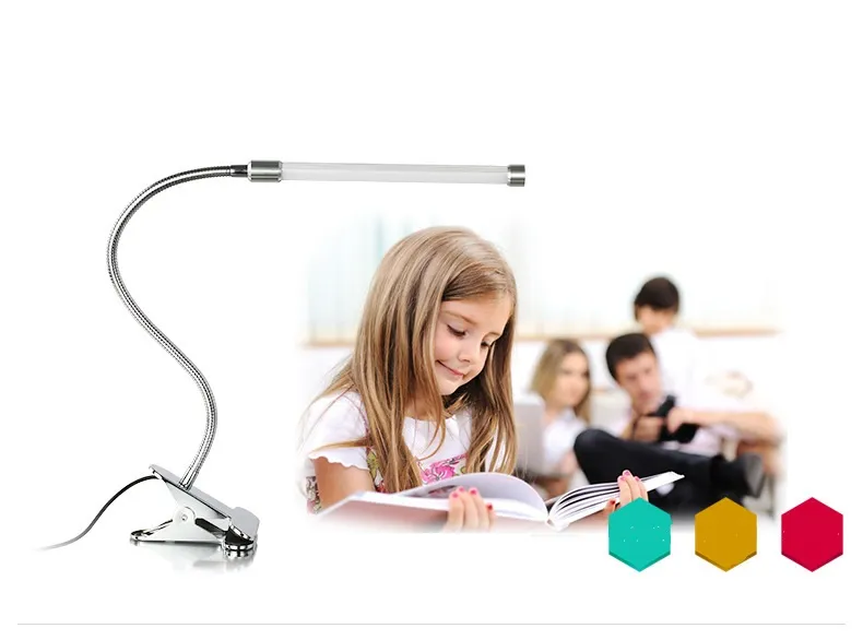 Гибкая гусиная шея USB светодиодный читающий светильник портативный стол зажимной лампы энергии энергосберегающий компьютер ноутбук светло-белый