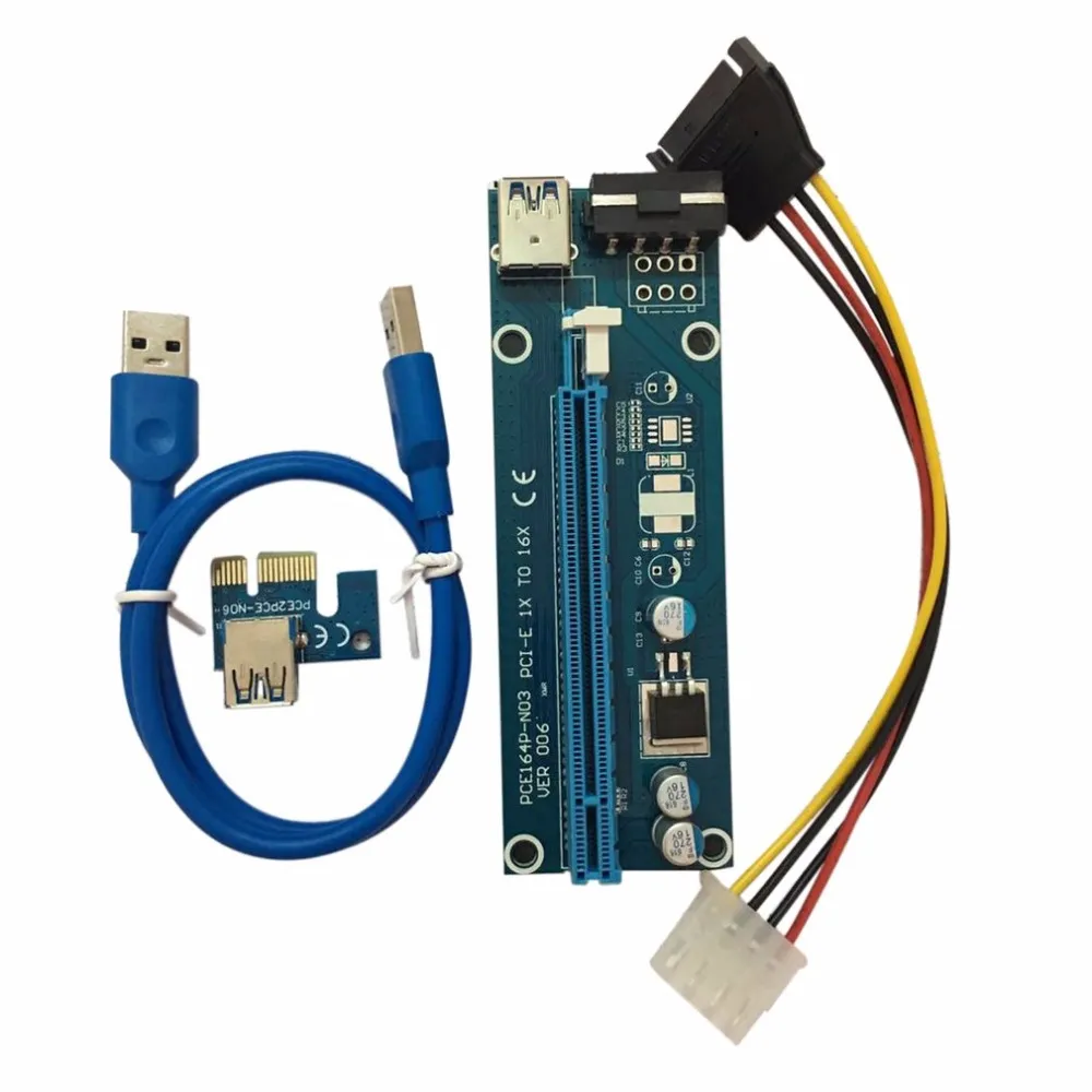 Freeshipping PCI-E PCI Express Rider Kartı 1X ila 16x USB 3.0 Veri Kablosu SATA'ya 4PIN IDE IDE Molex Güç Kablosu Tedarik BTC Miner Makinesi