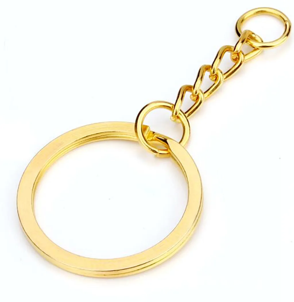 50-Pack Small Gold Split Key Rings - 20mm Flat Metal Keychain Connectors