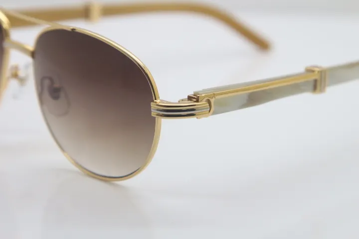 18K Gold Rahmen Modezubehör weiß echte natürliche Sonnenbrille Männer CT569 Metall Sonnenbrille Ganze C Dekorationsbrillen Größe7164832