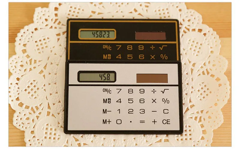Small Slim Pocket Calculator Stationery Card Portable Calculator Mini Handheld Ultra-thin Card Calculator Solar Power ZA5573