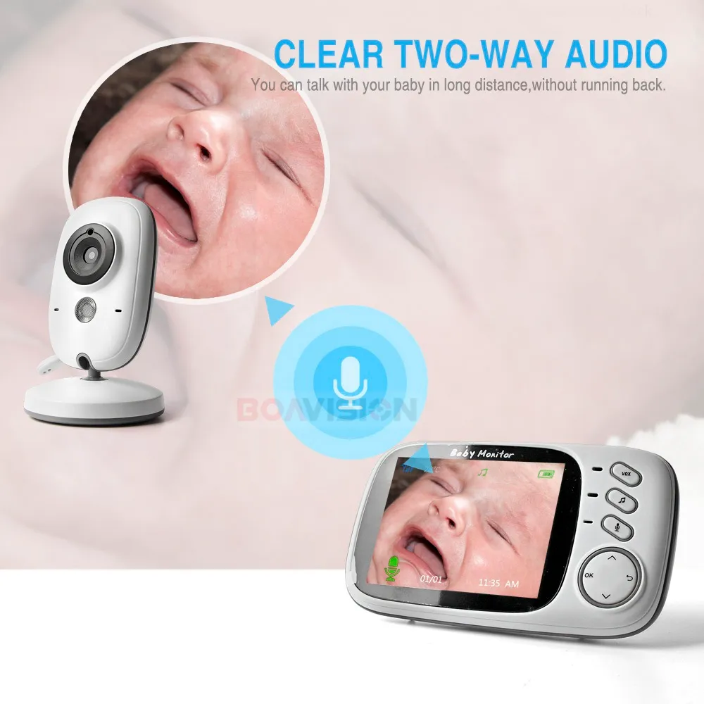 Monitor de vídeo para bebé de 3,5 pulgadas, 2,4G, Audio