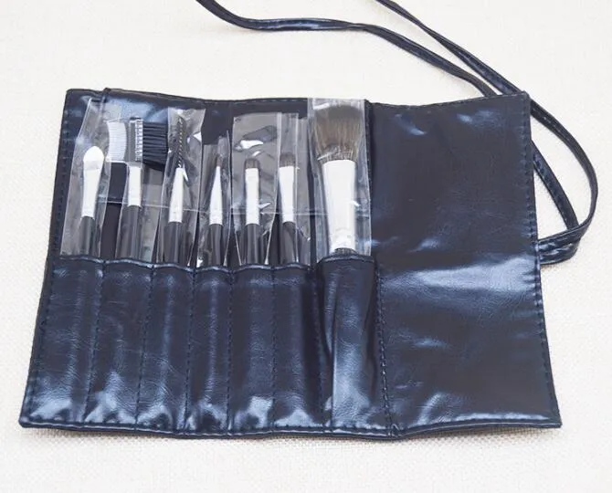 Professionell 7 sts Makeup Brushes Set Verktyg Makeup Toalettsaker Kit Wull Brand Make Up Brush Set med PU Läderväska