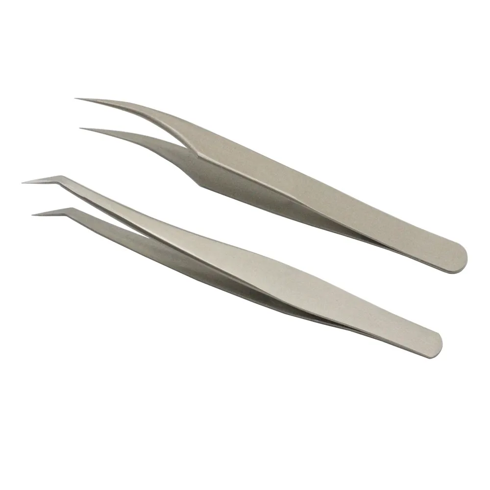 Grafting eyelash tweezers elbow Stainless steel tweezers dolphin clip gold feather clip beauty tools precision tweezers