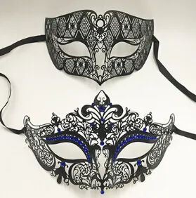 Metal Dilüşer Rhinestone Venedik Masquerade Çift Maske Çifti Top Etkinlik Düğün Partisi Mask Lot Kostüm Erkekler 237c