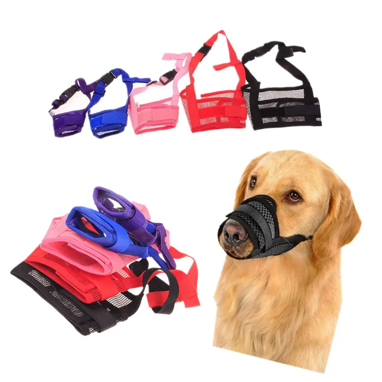 1pc justerbar mesh andningsbar liten large hund mun muzzle anti bark bite chew hund muzzles träningsprodukter husdjur tillbehör