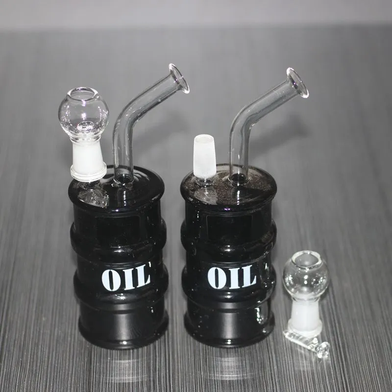 Glass Oil Rigs bong Rig Recycle drum 14mm nail and dome 6.6" Hookahs dab clear black for choose