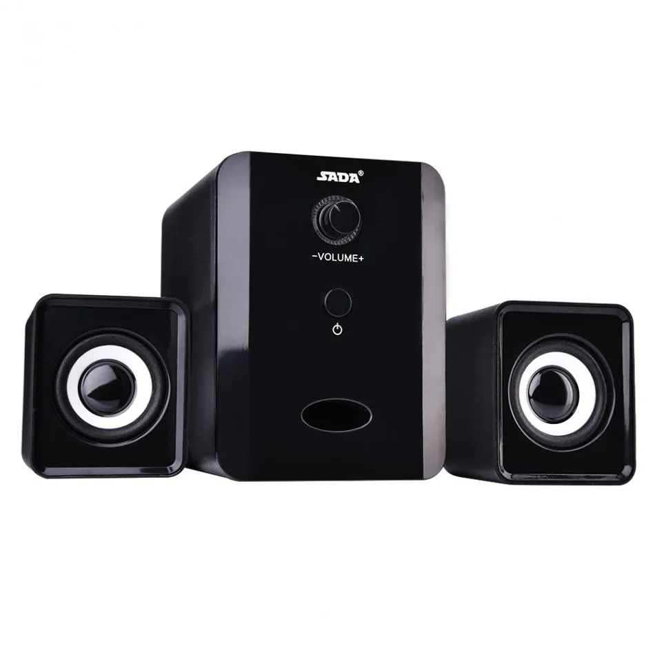 SADA D-201 USB Wired Combination Speaker Mini Bass Stereo Speaker Music Player Subwoofer for Cellphone Laptop