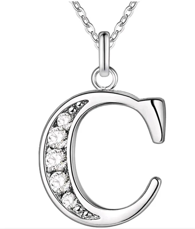 Bijoux fantaisie 925 argent plaqué lettre A à Z 26 caractères pendentif colliers Style européen pour les femmes