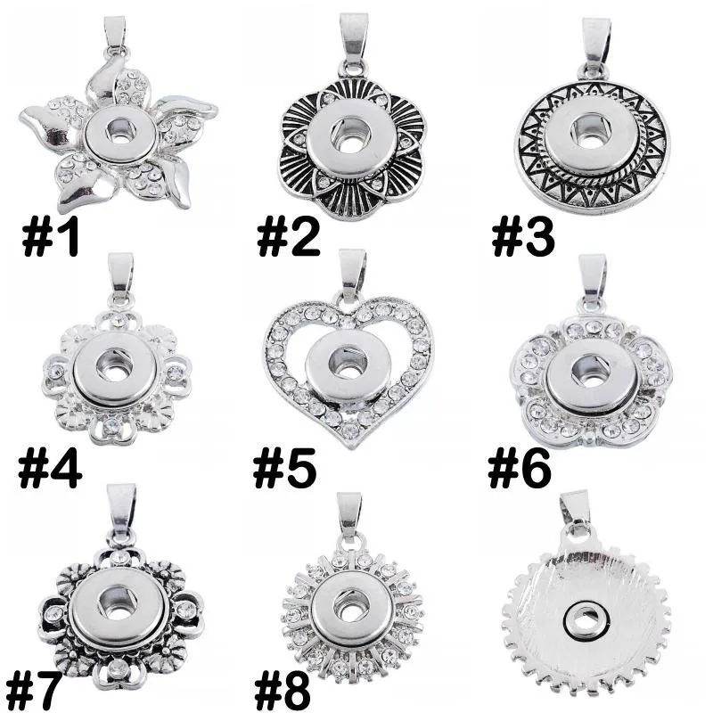 Couleurs préférées en métal 12mm gingembre bouton pression pendentifs collier avec bijoux en cristal bijoux interchangeables 8 styles pour les choix