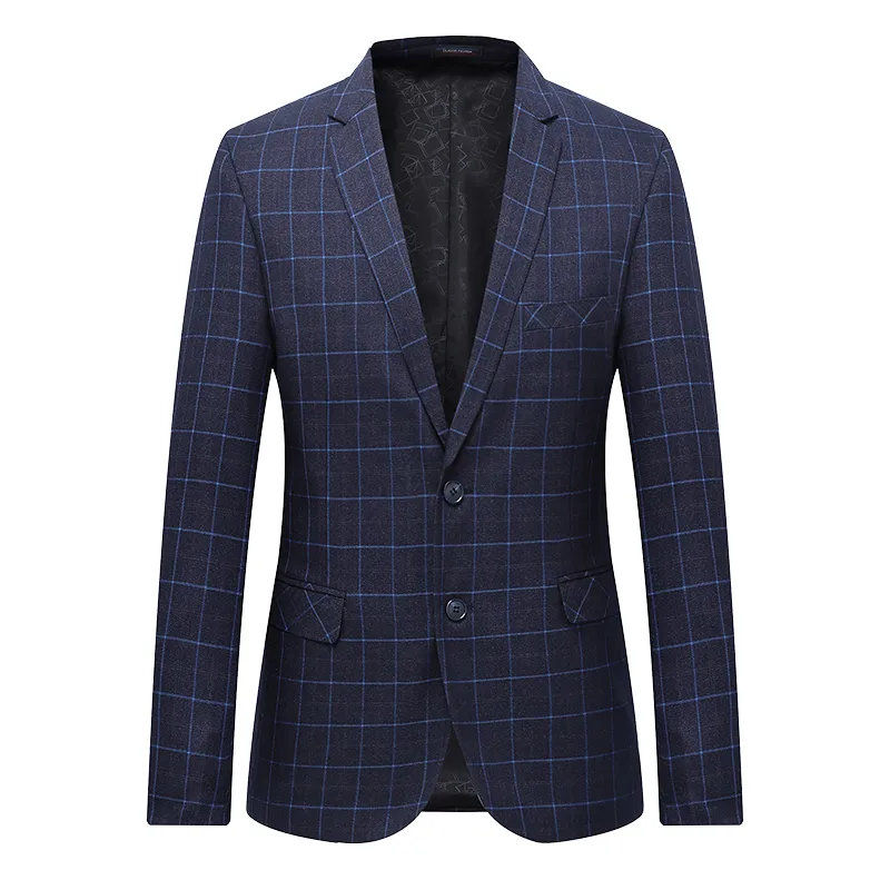 Mens Blazer Suit Jacket Fashion Man Plaid Style Casual Single Button Business Dress Blazers Men Slim Fit Grid Suits Coats{category}
