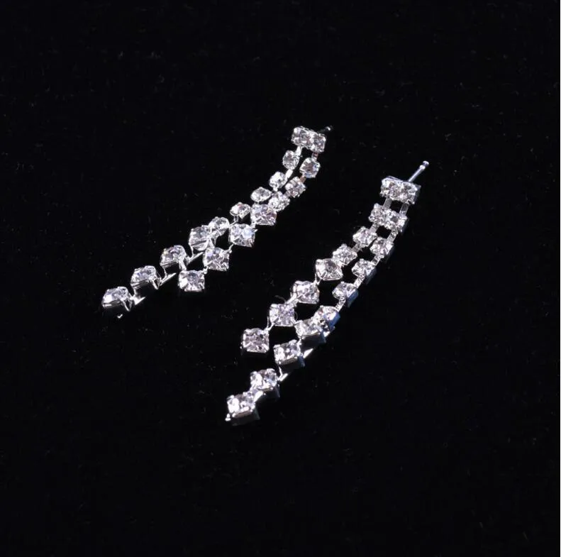 Nouveau Romantique Brillant Perlé Strass Diadème De Mariée Collier Boucle D'oreille Ensembles De Bijoux Perles Accessoires De Mariage Pour La Soirée De Mariage KHL05