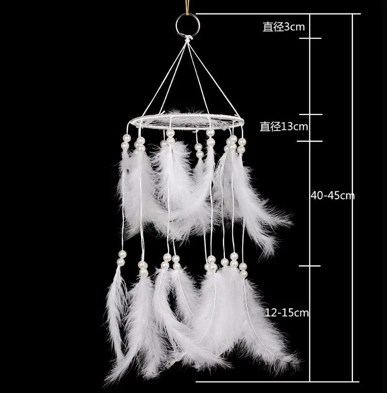 Newest Handmade Dream Catcher with Feathers Hanging Decoration Craft Gift White Room Decor adesivos para parede Dreamcatcher GA128