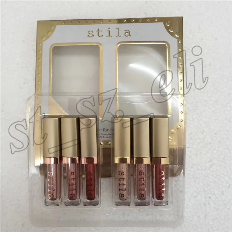 Elegance için Stila Sıvı Göz Farı Seti Göz Altı renkler Pırıltılı Glow / Glitter Glow Göz Farı 6 renk / set