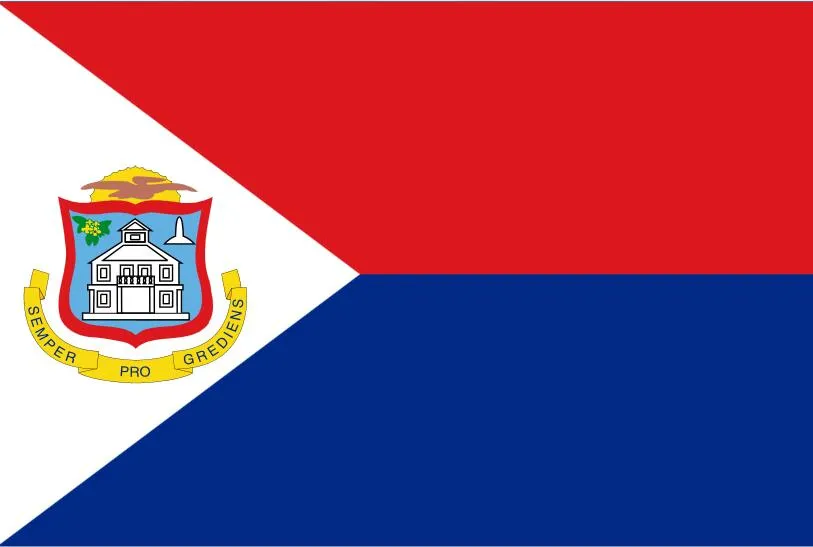 Niederlande Holland-Flagge von Sint Maarten, 3 Fuß x 5 Fuß, Polyester-Banner, 150 x 90 cm, individuelle Flagge für den Außenbereich