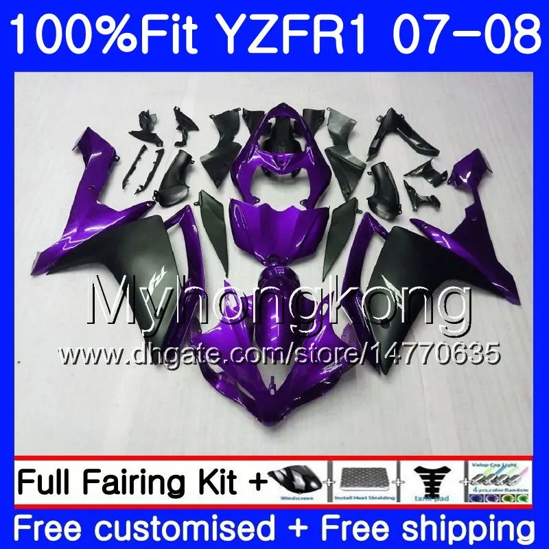Injection Body For YAMAHA YZF R 1 YZF-1000 YZF-R1 07 08 227HM.35 YZF 1000 YZFR1 Purple black hot 07 08 YZF1000 YZF R1 2007 2008 Fairing Kit