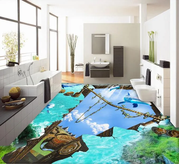 Papel де Parede Счастливый морских дельфинов обои 3D рисунок этажа для гостиной