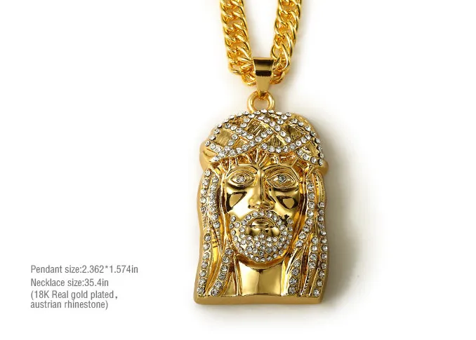 Arrivel Hip Hop Christ 24K Plaqué Or Tête Charme Pendentif Religieux Catholique Jésus Visage Pièce Pendentif Jewelry278M