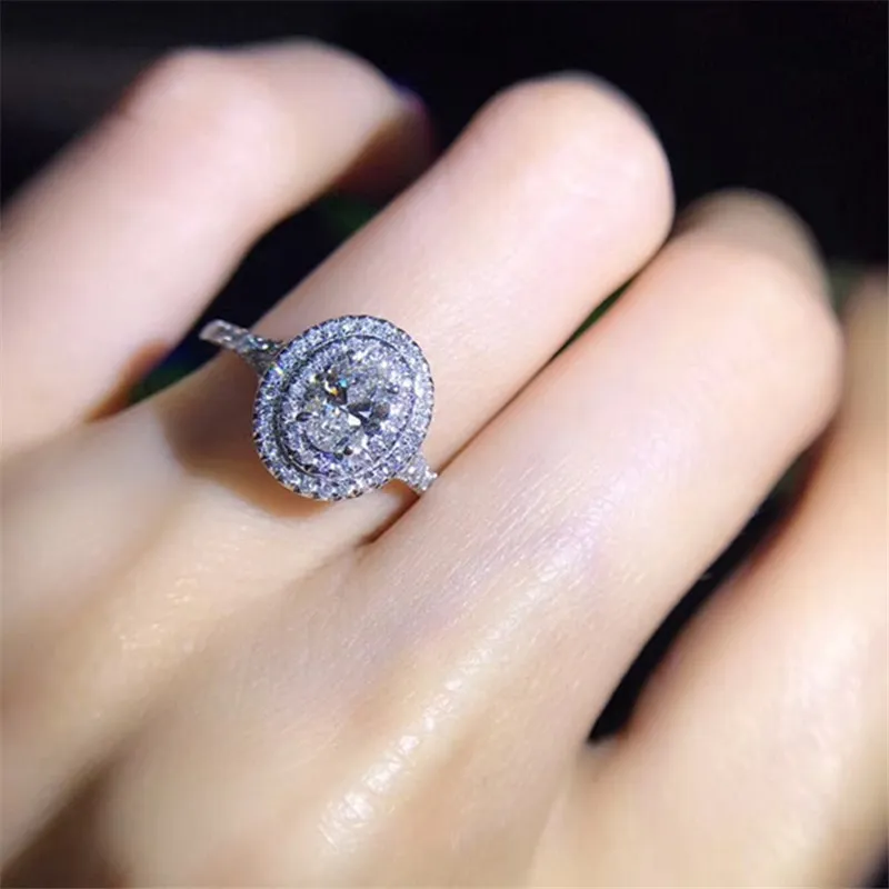 Handgemachte Dame 100% Soild 925 Sterling Silber Ring Oval geschnitten 0.6ct Sona 5A Cz Engagement Ehering Ringe für Frauen Schmuck