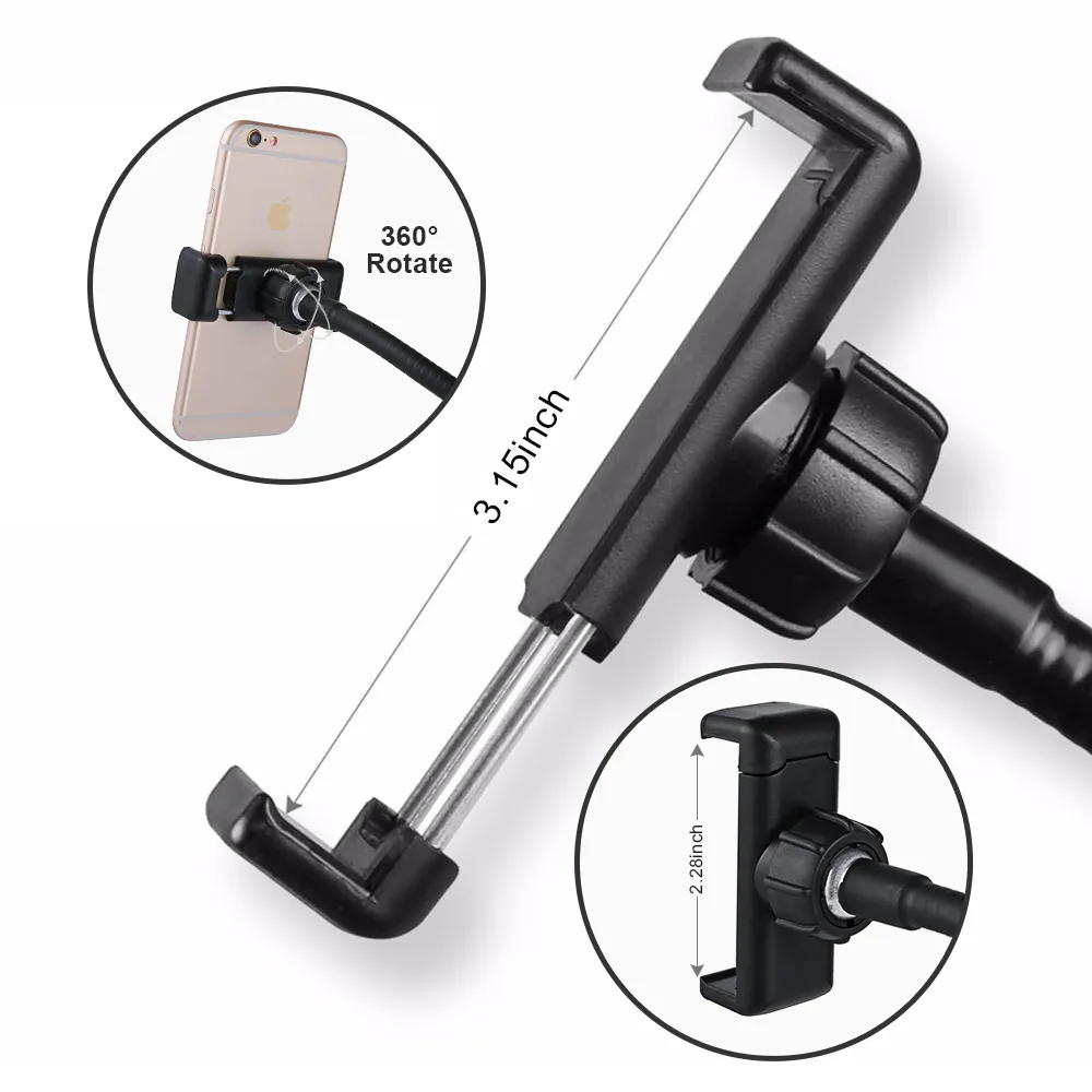 Venda de luz de anel de selfie com suporte de telefone celular para transmissão ao vivo e luz de câmera LED de maquiagem com braços longos para iPhone Andro8959890