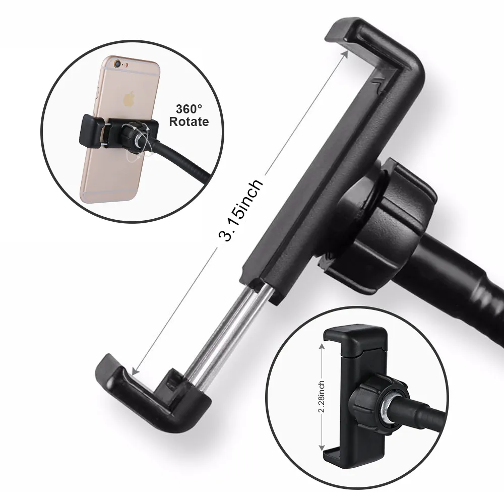 Popular Anel de Selfie Luz com Suporte do Telefone Celular para Transmissão Ao Vivo e Maquiagem, Câmera LED de Luz Com Braços Longos para o iPhone, Telefone Android