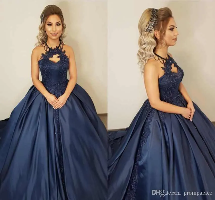 Новое поступление ВМС синее шариковое платье Quinceanera платья принцессы кружева аппликация для сладких 15 лет Quinceanera платье Vestidos de Quinceñera