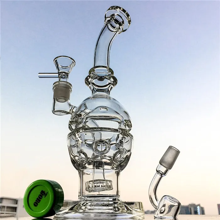 Bongo de vidro de ovo Fabergé Percolador Reciclador de óleo Dab Rigs Suíço Perc Reciclador de cachimbo de água Bongs 14 mm Junta fêmea com Tigela