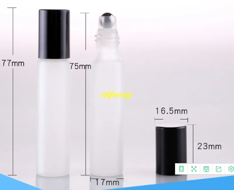 / 17x77mm 크기 10ml 젖 빛 유리 에센셜 오일 롤러 병 투명 스테인리스 스틸 병에 롤