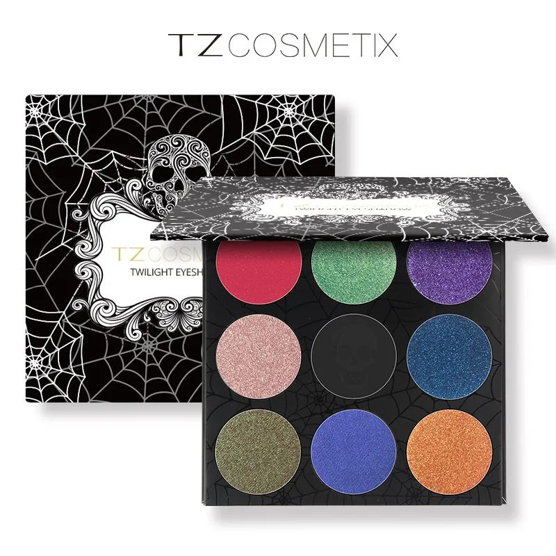 TZ Brand 9 Cores Paleta Da Sombra de Diamante Matte Glitter Sombra de Olho Foiled em Uma Paleta de Blush Conjunto de Maquiagem para a Beleza