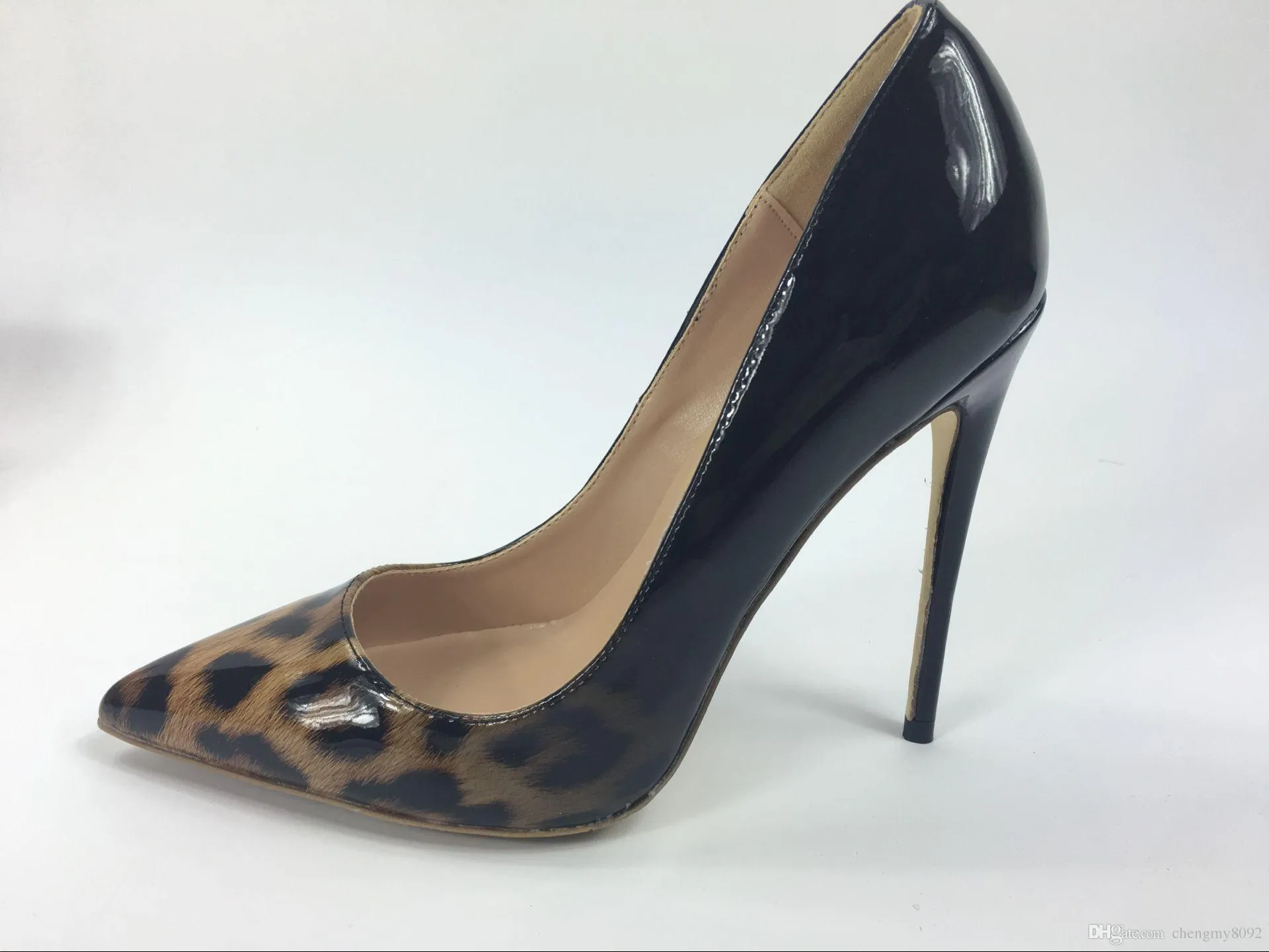 Genuine Patent Leather White Leopard Women wedding shoes ultra thin Red Bottom high heels pumps size 35-44 No Box