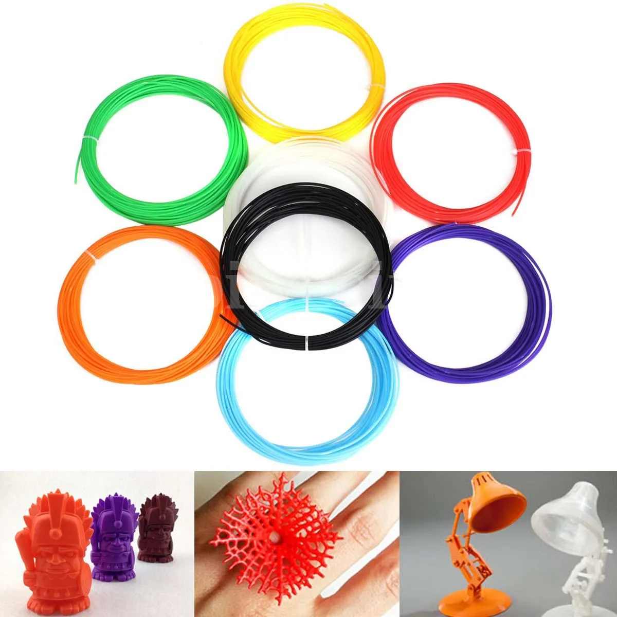 10 m / 3D Pack Imprimante Filament PLA / ABS 1.75mm en plastique en caoutchouc Consommables Matériel 3D Imprimer Pen Fournitures Livraison gratuite hight qualité