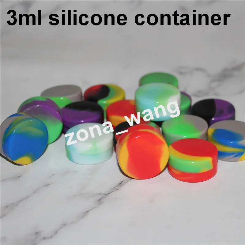 100 Food Grade 3ML 5mL 7mL jars Dabber Silicone Oil Containers Round Concentrate Jar Dab Wax Container For Dabs Pass FDALFGB Tes2461603