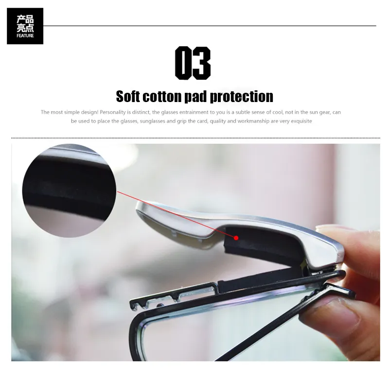 Accessorio auto Visiera parasole Occhiali da sole Occhiali da vista Occhiali Penna carte Abs Clip portatile Porta biglietti Stand Accessori auto