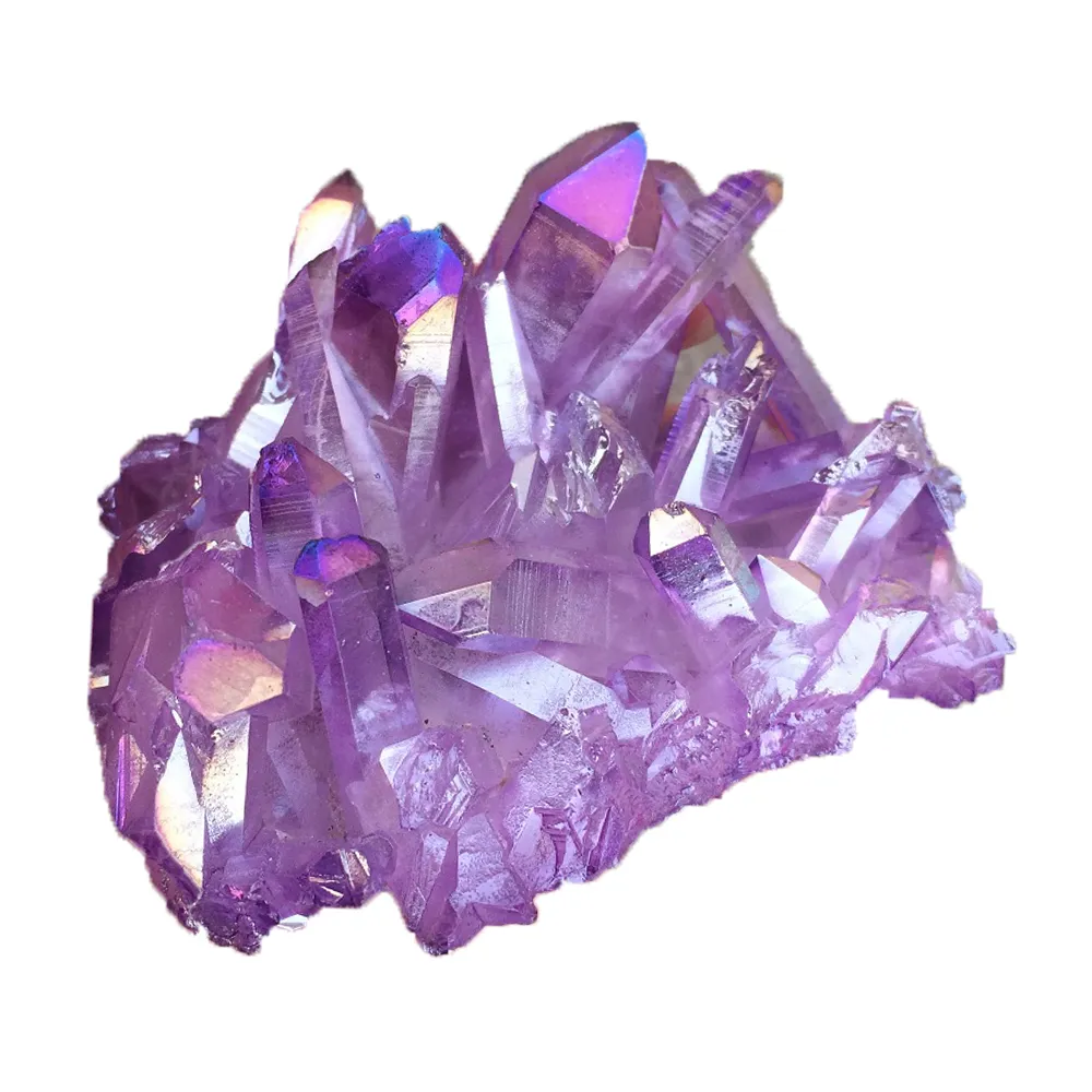 100-150g Coloré Aura Crystal Crystal Crystal Crystal Glectroplating Échantillon Spécimens Reiki Quartz Wand Point Naturel Druzy Améthyste Guérison Minéraux