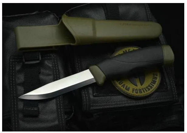 Ny överlevnad Rak kniv 12Cr27 Satin Blade Gummihandtag Dykniv utomhusutrustning med ABS K Mantel