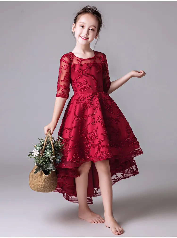 Red Lace Beaded Little Girls Pageant Dress Knee-Length Ball Gown with Jewel  Neckline from Dhgate Flower Girls Dresses - price 52.27