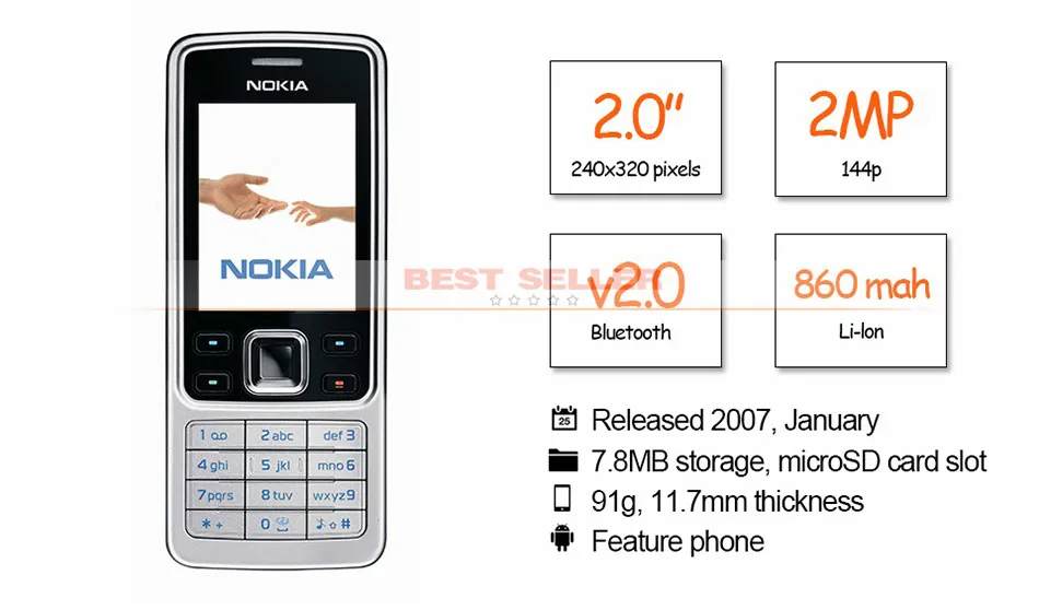 Unlocked Original Nokia 6300 FM Camera 2MP Bluetooth GSM TFT White Mobile  Phone