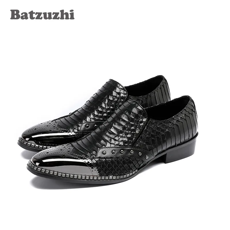 Fashion 2018 New Men Shoes Silver Metal Toe Men Dress Shoes Genuine Leather Italian Fashion Business formal Shoes, 38-46