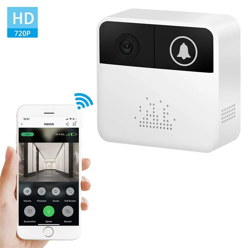 32GB 720P HD Smart Wireless Video Doorbell WiFi Home Security Camera Дверь колокольчик Кольцо в реальном времени Двухстороннее видео для iPhone Android