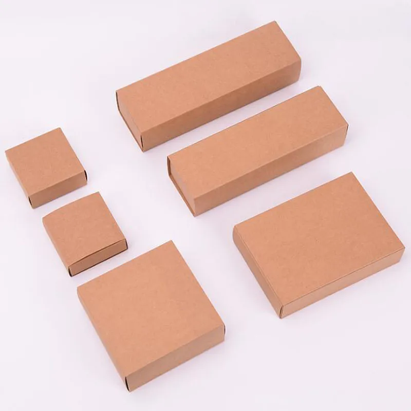 Kraft Drawer Paper Box for Gift Handmade Soap Crafts Jewelry Macarons Packing Packaging Paper Boxes 9*6*4 Wholesale QW7236