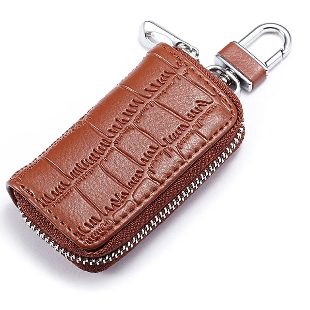 Pequenos sacos para chave multi cores multifuncional crocodilo de couro genuíno zipper carteira chave do carro presente relativo à promoção