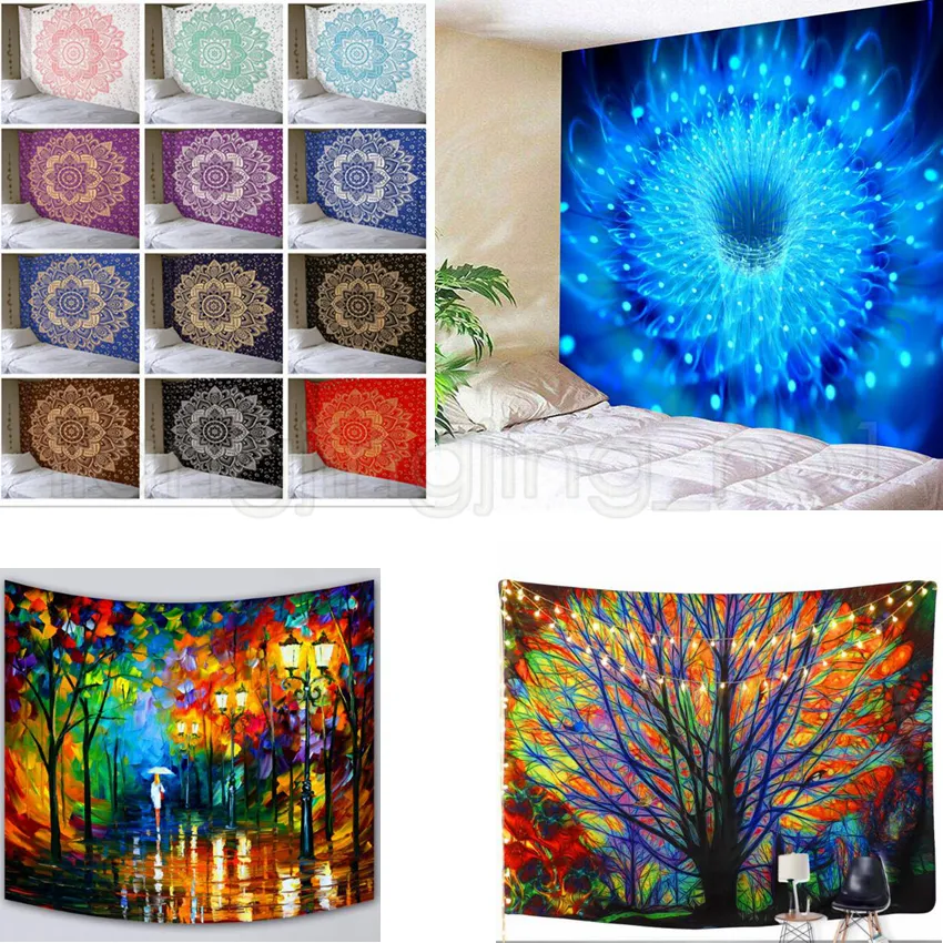 200 * 150cmtree bloem deken tapestry muur opknoping bos met vogels bohemian hippie tapijt voor slaapkamer woonkamer yoga mat cover GGA533